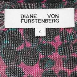 Pre Owned Diane Von Furstenberg Pink Leopard Print Stretch Mesh Ruched Midi Dress S