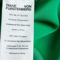 Pre Owned Diane Von Furstenberg Green Silk Belted Flounce Amabel Maxi Dress S