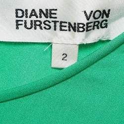 Pre Owned Diane Von Furstenberg Green Silk Belted Flounce Amabel Maxi Dress S