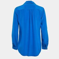 Pre Owned Diane Von Furstenberg Blue Silk Lorelei Shirt M