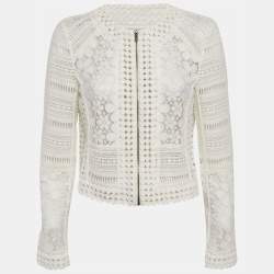 Diane Von Furstenberg White Guipure Lace Arlette Jacket M