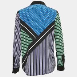Pre Owned Diane Von Furstenberg Multicolor Striped Silk Valentina Shirt M