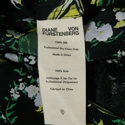 Pre Owned Diane Von Furstenberg Black Lemon Silk Sleeveless Midi Dress M