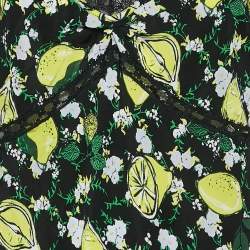 Pre Owned Diane Von Furstenberg Black Lemon Silk Sleeveless Midi Dress M