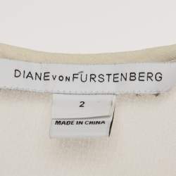 Pre Owned Diane Von Furstenberg Cream Silk Pleated Jayne Blouse S
