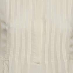 Pre Owned Diane Von Furstenberg Cream Silk Pleated Jayne Blouse S