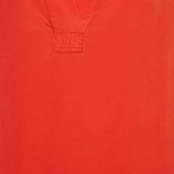Pre Owned Diane Von Furstenberg Red Silk Half Placket Blouse M