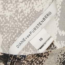 Diane von Furstenberg Grey Printed Silk Clare Beaded Sheer Maxi Kaftan L