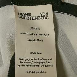 Pre Owned Diane Von Furstenberg White Checks Silk Ruffled Shirt L