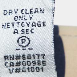 Pre Owned Diane Von Furstenberg Navy Blue Striped Stretch Silk Wrap Dress M