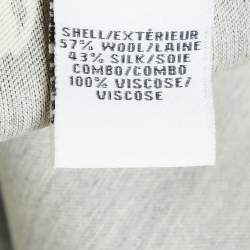 Pre Owned Diane Von Furstenberg Black Floral Print Wool Blend and Jersey Jewel Wrap Dress M