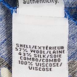 Pre Owned Diane Von Furstenberg Black/Blue Printed Wool Blend and Jersey Wrap Dress M