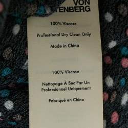 Diane Von Furstenberg Black Dot Print Crepe Button Front Midi Dress S