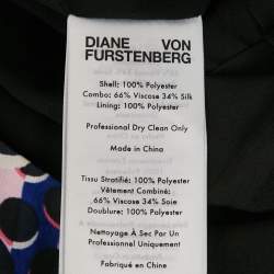 Pre Owned Diane Von Furstenberg Black Floral Print Textured Crepe Wrap Mini Dress S