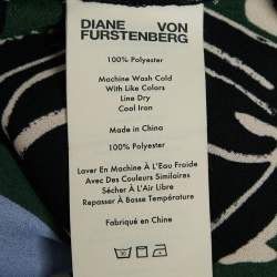 Pre Owned Diane Von Furstenberg Blue/Multicolor Printed Crepe Wrap Dress S