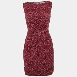 Diane Von Furstenberg Pink Lip Print Silk Jersey Tie-Up Waist Detail Mini Dress M