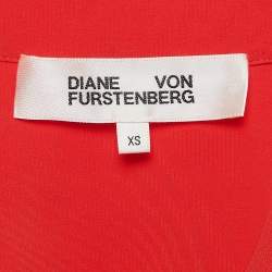 Pre Owned Diane Von Furstenberg Orange Silk Button Front Dress XS