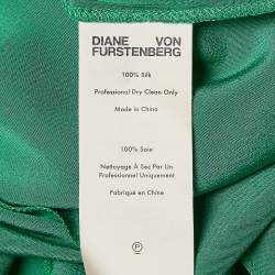 Pre Owned Diane Von Furstenberg Green Silk Button Front Belted Midi Dress S