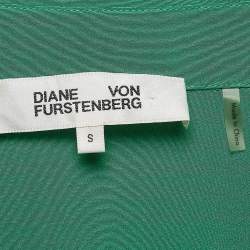 Pre Owned Diane Von Furstenberg Green Silk Button Front Belted Midi Dress S