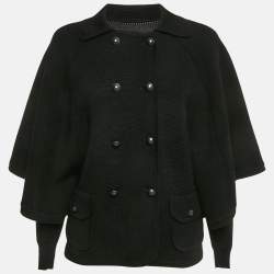 Diane Von Furstenberg Black Wool Abbe Cardigan Cape S