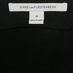 Diane Von Furstenberg Black Jersey New Julian Two Mini Wrap Dress L
