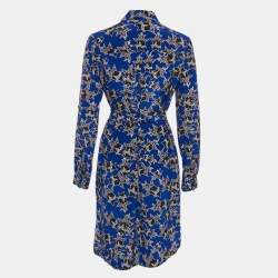 Pre Owned Diane Von Furstenberg Blue Stars Print Silk Prita Dress M