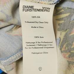 Pre Owned Diane Von Furstenberg Blue Floral Print Silk Jersey Maxi Wrap Dress S