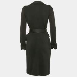 Pre Owned Diane Von Furstenberg Black Wool Mandilynn Wrap Dress S
