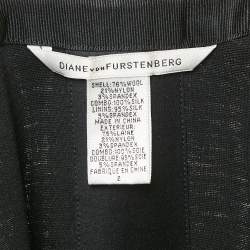 Pre Owned Diane Von Furstenberg Black Wool Mandilynn Wrap Dress S