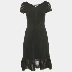 Pre Owned Diane Von Furstenberg Black Jersey Mini Dress S