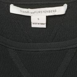 Pre Owned Diane Von Furstenberg Black Jersey Mini Dress S