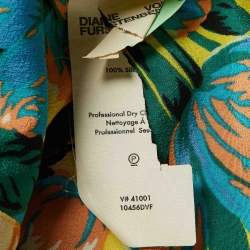 Diane von Furstenberg Yellow Floral Print Silk Button Front Shirt XL