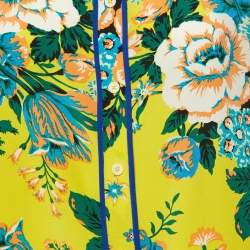 Diane von Furstenberg Yellow Floral Print Silk Button Front Shirt XL