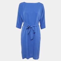 Diane Von Furstenberg Blue Button Front Detail Short Maja Dress M