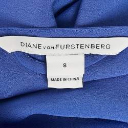 Diane Von Furstenberg Blue Button Front Detail Short Maja Dress M