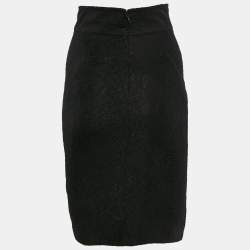 Pre Owned Diane Von Furstenberg Black Stretch Lace Pencil Skirt XS
