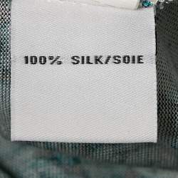 Pre Owned Diane Von Furstenberg Blue Floral Print Silk Jersey Wrap Dress S