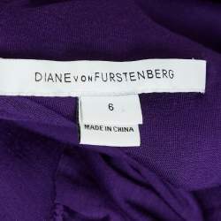 Pre Owned Diane Von Furstenberg Purple Lace Mini Zarita Dress M