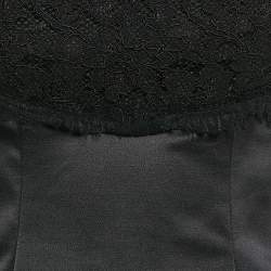 Pre Owned Diane Von Furstenberg Black Satin Lace Trimmed Olivette Mini Dress XS