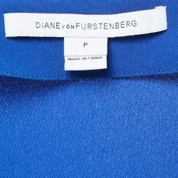 Pre Owned Diane Von Furstenberg Royal Blue Crepe Oversized Mini Kora Dress S