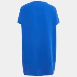 Pre Owned Diane Von Furstenberg Royal Blue Crepe Oversized Mini Kora Dress S