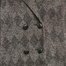 Diane Von Furstenberg Grey Patterned Wool Blend Bubby Patch Coat M