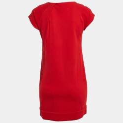 Pre Owned Diane Von Furstenberg Red Jersey Pleated Mini Dress XS