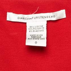 Pre Owned Diane Von Furstenberg Red Jersey Pleated Mini Dress XS