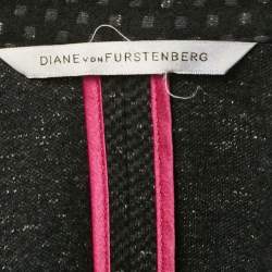 Diane Von Furstenberg Black Patterned Cotton Blend Samal Jacket S