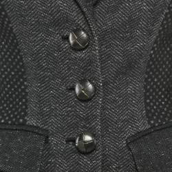 Diane Von Furstenberg Black Patterned Cotton Blend Samal Jacket S