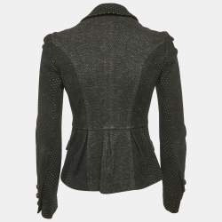 Diane Von Furstenberg Black Patterned Cotton Blend Samal Jacket S