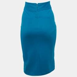 Pre Owned Diane Von Furstenberg Blue Jersey Martey Pencil Skirt S