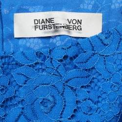 Diane Von Furstenberg Blue Floral Lace Mini Dress M