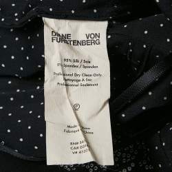 Pre Owned Diane Von Furstenberg Black Printed Silk Button Front Midi Dress S